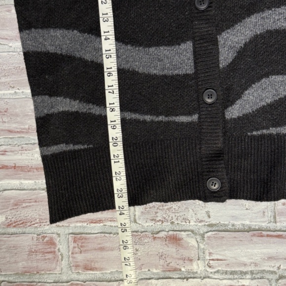 Paul Tazewell Wicked Sz M Black/Grey Stripe Button Cardigan embroidered Graphic - Picture 7 of 12